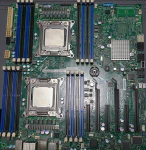 【動作確認済】SUPER MICRO X9DAE LGA2011 C602　Xeon E5 2690(8コア16スレッド)2基付属 16コア32スレッド稼働