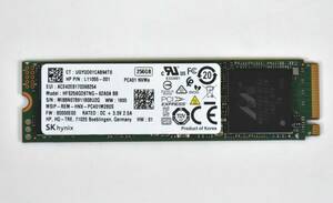 SK hynix M.2 2280 NVMe SSD 256GB /健康状態100%/累積使用3131時間/PC401/動作確認済み, フォーマット済み/中古品