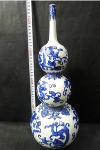 ひょうたん型花瓶★陶器　壺　花器　三段瓢箪