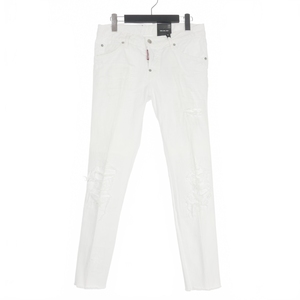 ディースクエアード DSQUARED2 22SS Cool Girl Jean ホワイトデニム ジーンズ ダメージ加工 ワンポイント 38 ホワイト 白 S72LB0509