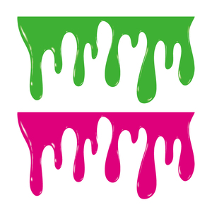 液体 ステッカー 2枚セット 緑×ピンク インク インクスプラッシュ 液だれ風 垂れてる風 液だれ スプラッシュ 防水 屋外 おもしろ だまし絵