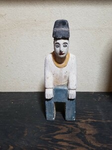 李朝 木偶　人形　置物　オブジェ　木製　木彫り
