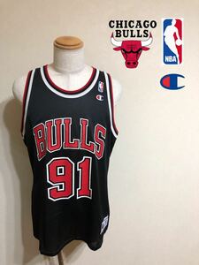 NBA CHICAGO BULLS シカゴブルズ 背番号91 デニス ロッドマン ユニフォーム チャンピオン サイズ 44 黒赤白