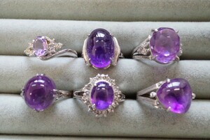 B362 アメジスト リング 指輪 ヴィンテージ アクセサリー カラーストーン 大量 セット まとめて おまとめ まとめ売り 紫水晶