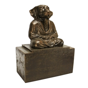 座禅する犬 ブックエンドオブジェ インテリア高級置物彫刻ホームデコレーション金属製インテリア鉄製雑貨飾り禅瞑想禅宗仏教美術ドッグイヌ