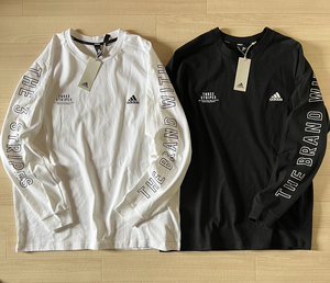 adidas■アディダス ルーズフィット ヘビーシングルジャージー ロンT 2枚セット 黒 白 長袖Tシャツ 厚手 24