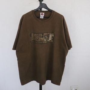 f346 2009年製ビンテージ ハーレーダビッドソン 半袖プリントTシャツ USA製■00s 表記2XLサイズ ブラウン イーグル アメカジ 古着 古着卸