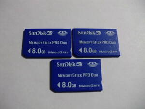 3枚セット　8GB　SanDisk　メモリースティックプロデュオ　フォーマット済み　MEMORY STICK PRO DUO　MSPD　メモリーカード