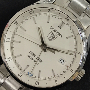 タグホイヤー ツインタイム カレラ デイト 自動巻 腕時計 ホワイト文字盤 WV2116-0 稼働品 付属品あり TAG Heuer