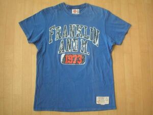 イタリア製 FRANKLIN&MARSHALL ユーズド加工 カレッジ ロゴ Tシャツ Lブルー系 フランクリンマーシャル 半袖 カットソー アメカジ アイビー