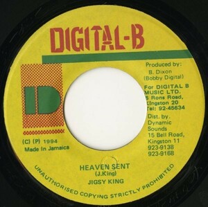 JAMAICA盤 7インチ Jigsy King／Heaven Sent【Digital-B】90s DANCEHALL ダンスホール 45RPM. Bobby Digital 試聴