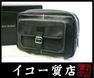 イコー質店　バーバリー　★希少！極上品★　レザー×チェック柄　メンズセカンドバッグ　美品　プレゼント最適　RY5211