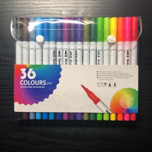 【未使用】36色カラーペン ダブルヘッドタイプ 水性 アートマーカー 水彩画