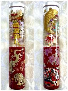 訳あり 水中花 シフトノブ 満載御礼 龍 虎 花札 蘭 和柄 210mm/直径41mm ワンオフ デコトラ トラック野郎 カスタム 旧車 