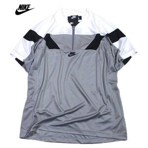 【新品】ナイキ ハーフジップ ニット 半袖 Tシャツ【073：灰】L ピスト サイクリング ジャージ トレーニング ジム NIKE