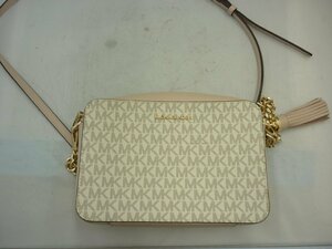 【MICHAEL KORS】マイケルコース　ショルダーバッグ　アイボリー×ベージュ　ロゴ柄　レザー　SY02-DVY