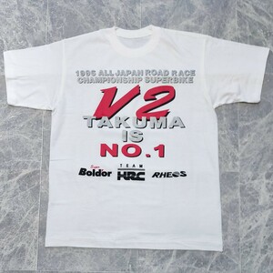 未使用 1996 MFJ 全日本ロードレース選手権 V2 青木拓磨 Tシャツ HONDA ホンダ Team HRC 90s スーパーバイク