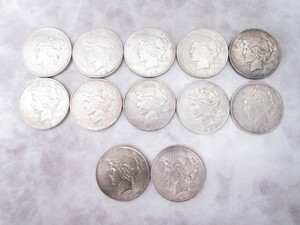◇ アメリカ 銀貨 1922年 1923年 ピース ダラー リバティ 1ドル コイン 12枚 約321.5g おまとめ
