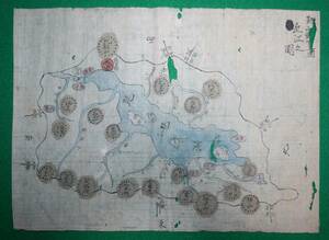 地図 （絵図）滋賀県 近江國 琵琶湖 古地図 彩色 山岳信仰 講 幕末 明治 インテリア 社会 教材 歴史資料 観光