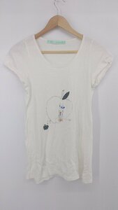 ◇ cherir la femme カジュアル プリント 兎柄 半袖 Tシャツ カットソー サイズM ホワイト系 ブラック マルチ レディース P