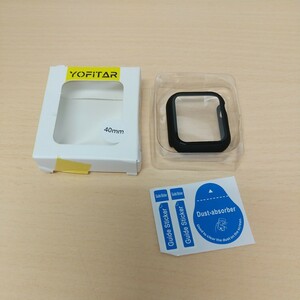 y020918fm YOFITAR Apple Watch 用 ケース series6 / SE / 5 /4 40mm 保護カバー ガラスフィルム 一体型 PC素材 全面保護ブラック