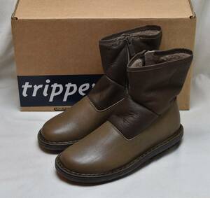 SALE!! TRIPPEN トリッペン　レディース　レザームートンコンビブーツ　smog　EUR35　22.5cm相当　未使用品　ドイツ製