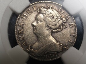 アン女王 VIGO イギリス スペイン継承戦争 ヴィーゴ湾★6ペンス 銀貨★ XF45 NGC 鑑定済み アンティークコイン