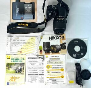 Nikon ニコン D3000 デジタル一眼レフカメラ ボディ 説明書 バッテリー チャージャー付　Nikon AF-S DX NIKKOR 18-55mm F3.5-5.6 G VR