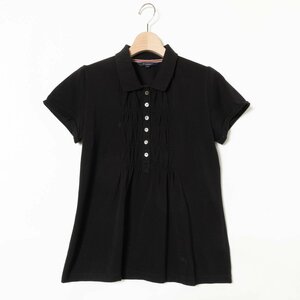 メール便◯ Burberry london バーバリー ロンドン シャーリング ポロシャツ 半袖 2 綿100% コットン ブラック 黒 クラシカル カジュアル