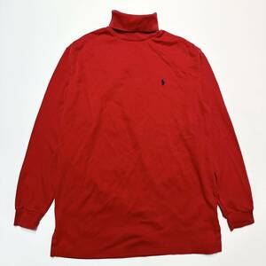 90s Polo Ralph Lauren ポロ ラルフローレン 長袖 無地 タートルネック Tシャツ 赤 レッド XL USA製 vintage ヴィンテージ ビンテージ