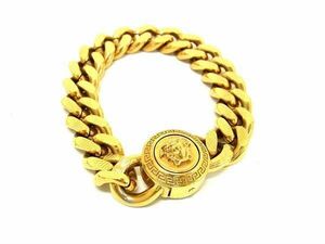 1円 ■美品■ VERSACE ヴェルサーチ メデューサ ブレスレット バングル アクセサリー レディース メンズ ゴールド系 AX4091