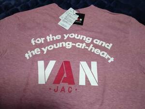 VAN JAC 　半袖バックアーチロゴヘザープリントTシャツ　ピンク　LL　　新品未使用　アイビー トラディショナル