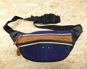 anello アネロ ウエストバッグ ボディバッグ 鞄 カバン かばん 背面メッシュ生地 青紫×キャメルブラウン×ブラック
