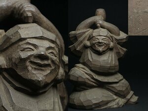 彫刻家 小林秀江 作 大黒天 昭和9年製作 木彫 七福神 仏像 仏教美術 オブジェ