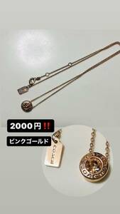 【送料込】COACHストーンネックレス アクセサリー ピンクゴールド