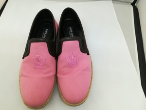 【DOLCE＆GABBANA】　ドルチェ＆ガッバーナ　A50024　メンズ　スリッポン　ピンク　サイズ：7　イタリア製　SY03-335***