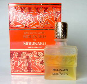 ビンテージフランス LALIQUE ラリック 香水瓶 モリナール MOLINARD 箱付き 7.5ml ミニチュアボトルサンプル品 マット艶消しボトル