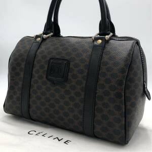 1円希少色 CELINE セリーヌ ミニミニボストン ハンドバッグ マカダム トリオンフ PVCレザー ブラック 黒