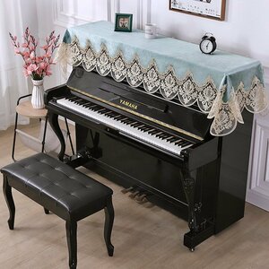 アップライト ピアノカバー トップカバー 椅子カバー 北欧 可愛い 刺繍 レース ピアノ 保護カバー 防塵カバー 青緑