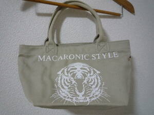 MACARONIC STYLE★キャンバス ミニ ランチ トート バッグ ベージュ トラ★送料無料