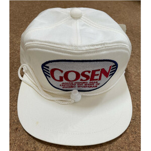 [ 処分品] 　ゴーセン　キャップ　帽子　紐付き　ホワイト　フリー　難　シミあり　定形外発送　送料無料