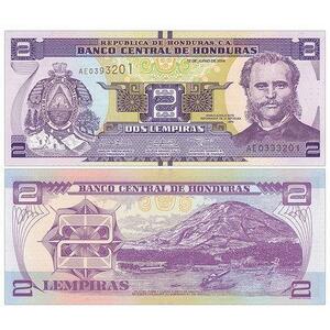 【世界の紙幣】ホンジュラス2レンピラ紙幣