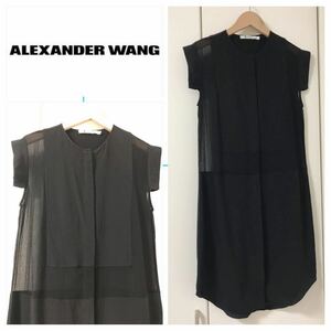 アレキサンダー・ワンAlexander Wang ワンピース　ノースリーブシアートップス　シルクxsブラック