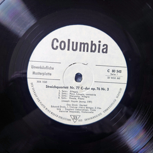 【Musterplatte】 独Columbia C80545　ハイドン「弦楽四重奏曲《皇帝》＆《ラルゴ》」　ドロルツ四重奏団