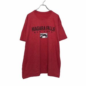 半袖 プリント Tシャツ 2XL レッド ビッグサイズ ナイアガラの滝 古着卸 アメリカ仕入 a508-5252