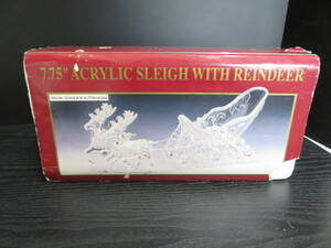 KU３９２ ACRYLIC 　SLEIGH WITH　REINDEER　トナカイそり　※箱全体的に破れあり。