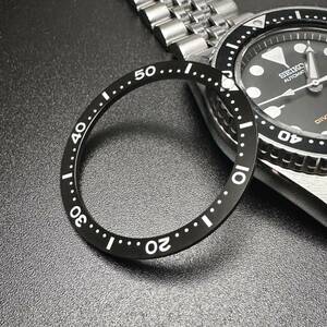 SEIKO 7S26-0030 SKX013 SKX015 用 セラミック インナー ベゼル 社外 部品 セイコー MOD カスタム パーツ ブラック 黒 フラット 緑夜光 SKX