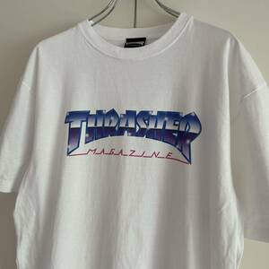 THRASHER スラッシャー ロゴプリント Tシャツ XL ホワイト ストリート sk8 古着 大きいサイズ