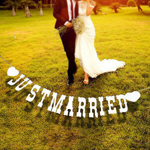 JUST MARRIED　ウエディングガーランド 結婚式 二次会 パーティー フォトウェディング 前撮り の飾り付けに ハート