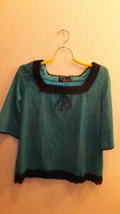 ★CECIL Mc BEE★ Ladies Tops セシルマクビーレディーストップス　サイズF　身幅38Cm　　USED IN JAPAN　エメラルドグリーン系